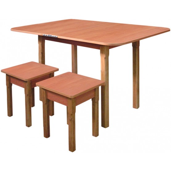 Стол кухонный раскладной + табурет с деревянными ножками Макси-Мебель